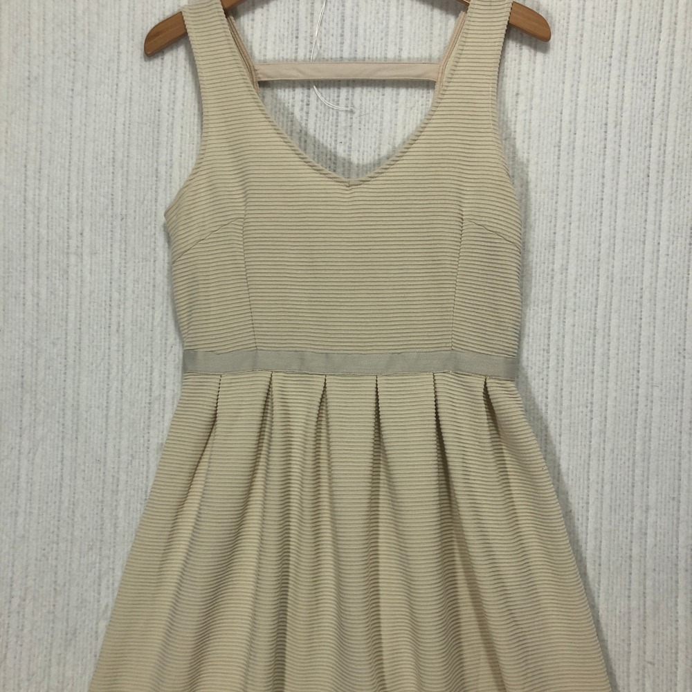 American Eagle Outfitters Textured V Neck Fit Flare‎ Dress Beige Size 10